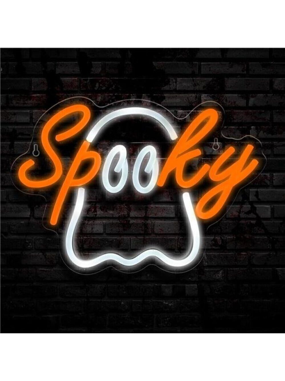 Halloween Ghost Neon Sign Acrylic LED Spooky Light Cute Wall Hanging Widow Door